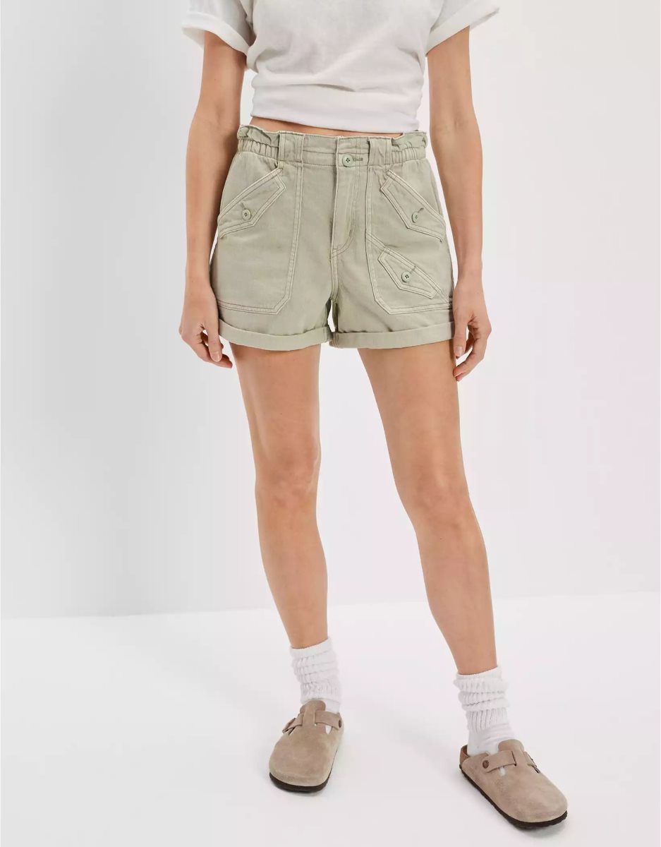 Shorts American Eagle AE Stretch Highest Taille Baggy Utility Vert Olive Femme | EMS-47842171